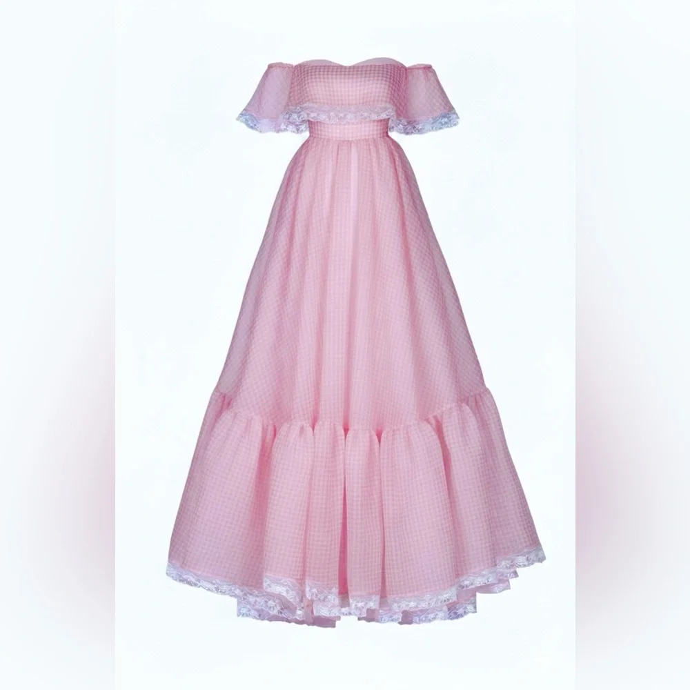 Selkie | The Pink Ice Cream Gingham Romance Novel Gown | Size XL - Picture 2 of 6